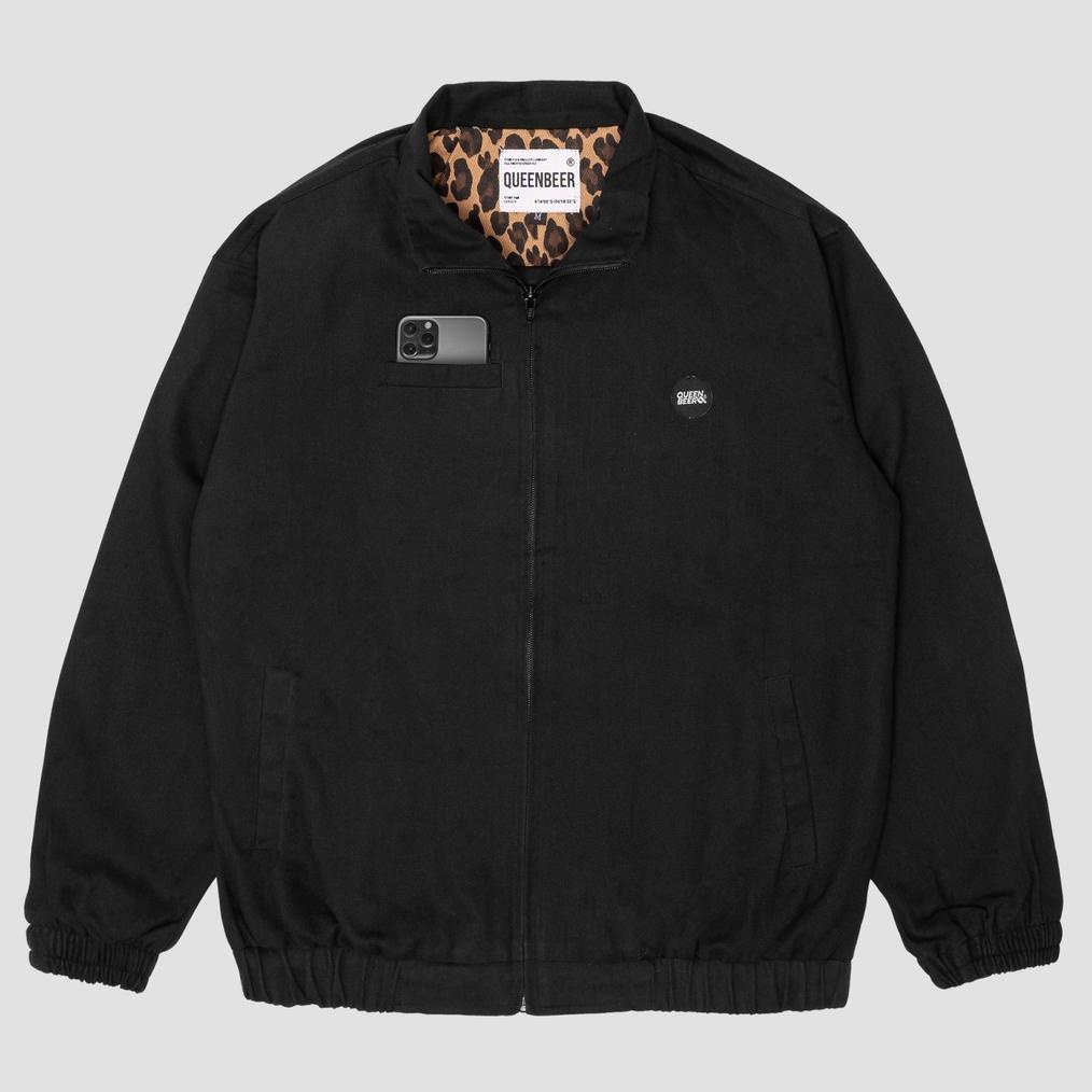 Jaket Pria Kece Abizz Queen Beer Canvas Jacket Tyga Black