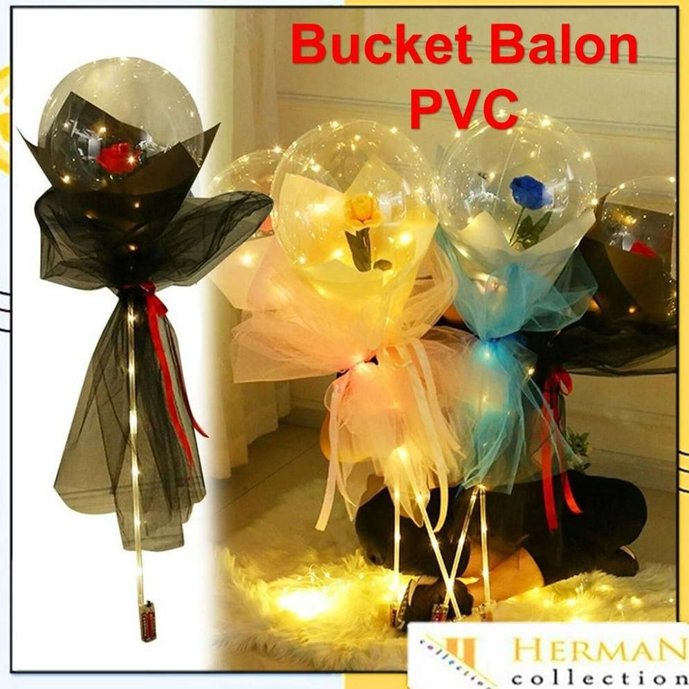 Ready Stok HC Bucket Balon PVC Balon BOBO Bucket Balon Bunga mawar Bucket Balon Bucket Bunga Balon W
