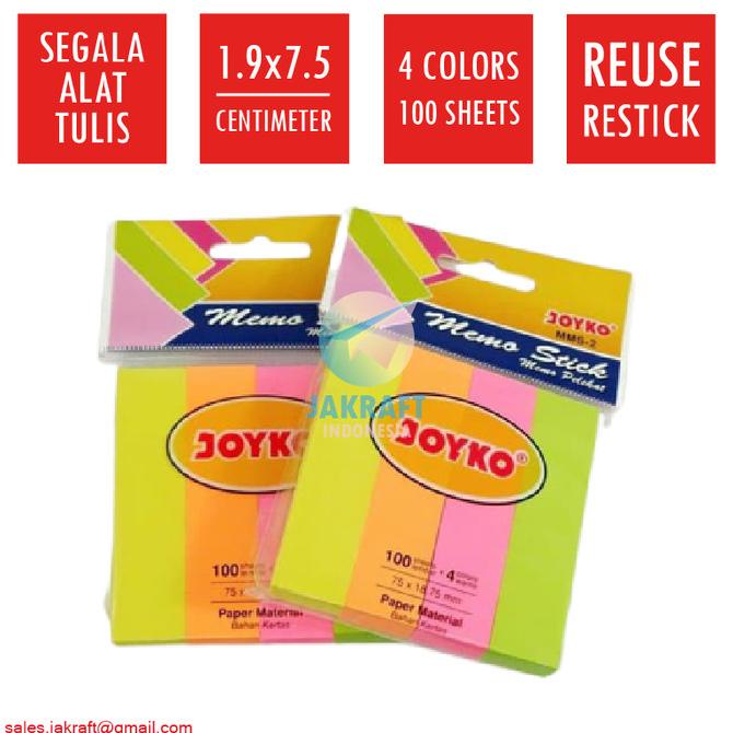 

Kertas Memo Stick Tempel Sticky Note Joyko Mms-2 Mix Isi 400 Lbr Neon Kode 925