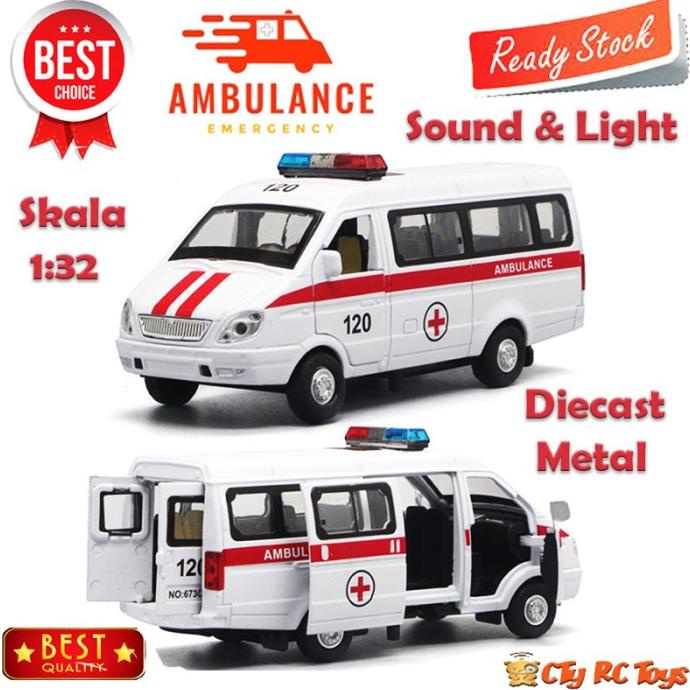 Diecast Miniatur Mainan Mobil Mobilan Ambulance Bahan Besi Metal