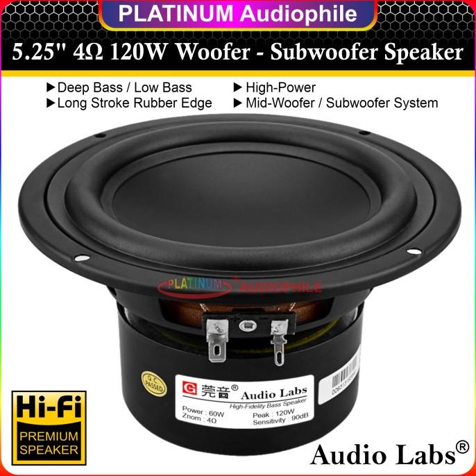Speaker 5.25 Inch Subwoofer Mid Woofer Bass 4 ohm 5" Hifi Audio labs