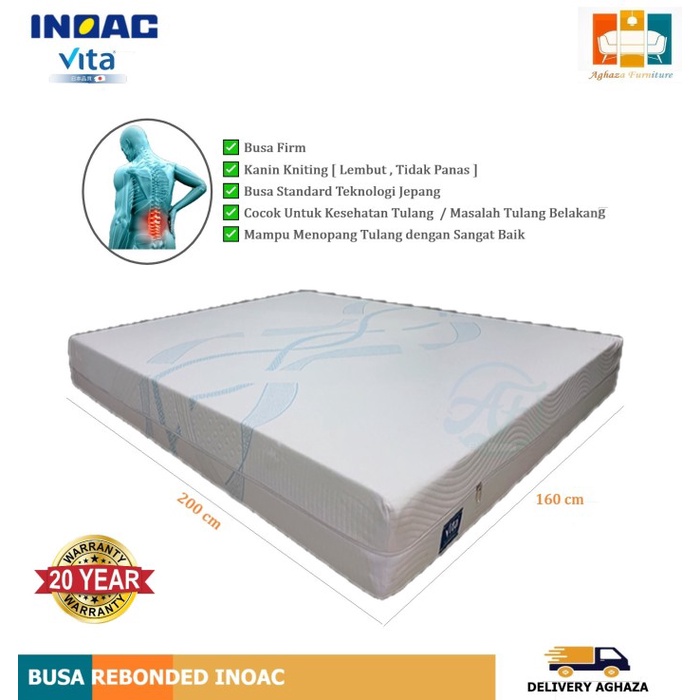 Kasur Inoac Rebonded Orthopedic Vita Foam Uk.160 X 200