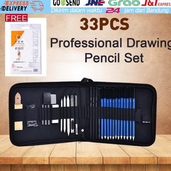 

TERLARIS 33PCS/Set Pensil Pisau Penghapus dan Pensil Gambar Keperluan Sekolah