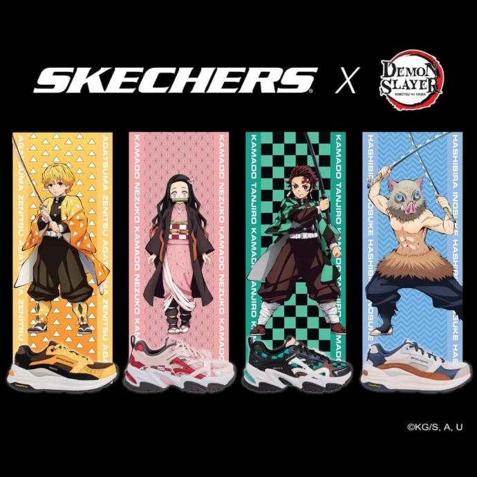 New Sepatu Sport Casual Official Collab Anime Skechers X Demon Slayer Berkualitas