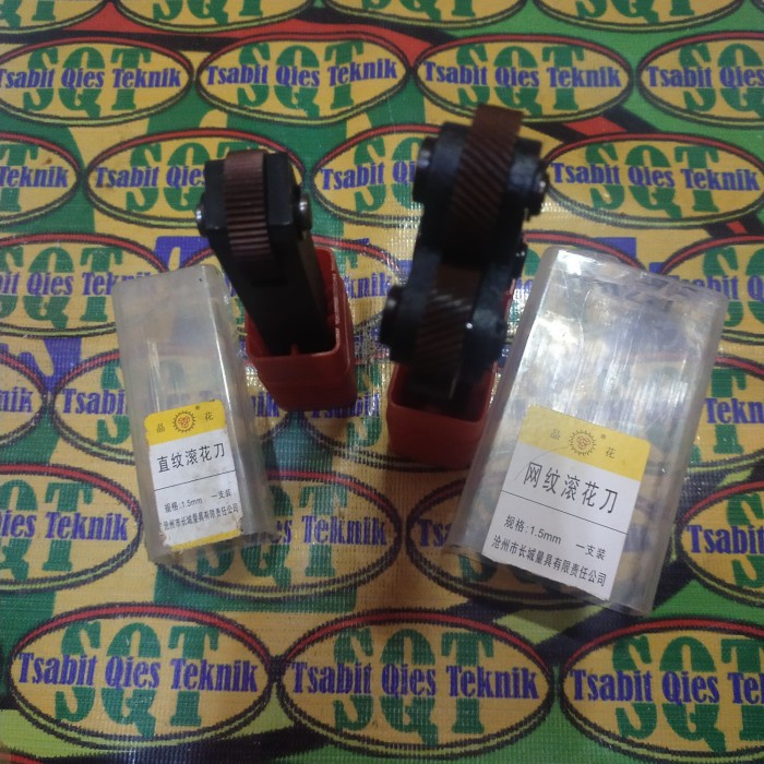 [Original] Paket 2Pcs Knurling 15Mm Kartel Bubut Lurus  Semu Silang 1Dan 2 Roda Diskon