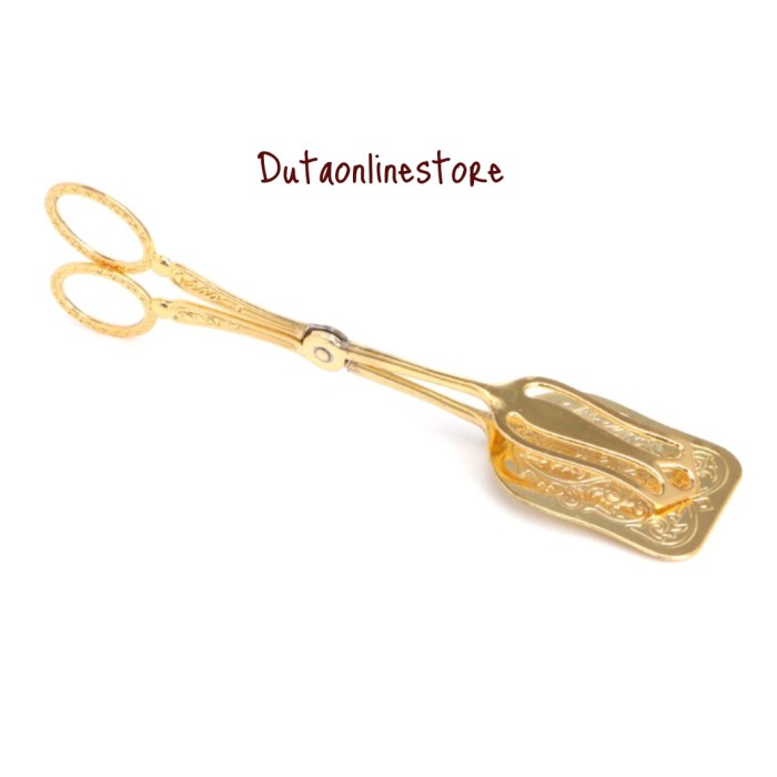 CAPITAN KUE CAPIT ROTI PENJEPIT MAKANAN SALAD ROYAL TONG GOLD EMAS