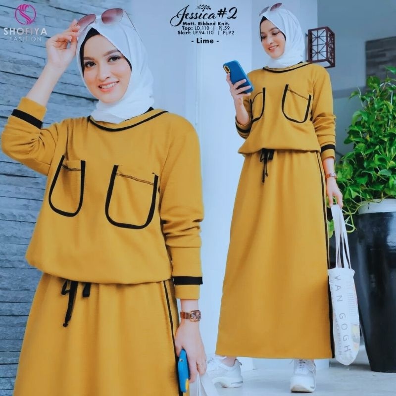 Jesica One Set / Setelan Atasan Rok / One Set Rok Muslim / Setelan Atasan Rok Lexa / Setelan Rok