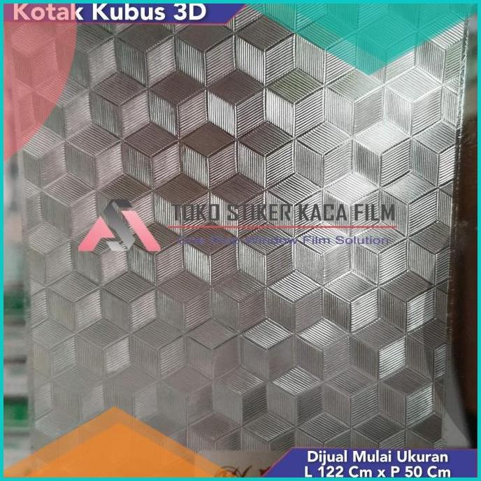 Stiker Wallpaper Kaca Motif Kotak Kubus 3D Bahan Cover Garskin 16novz3