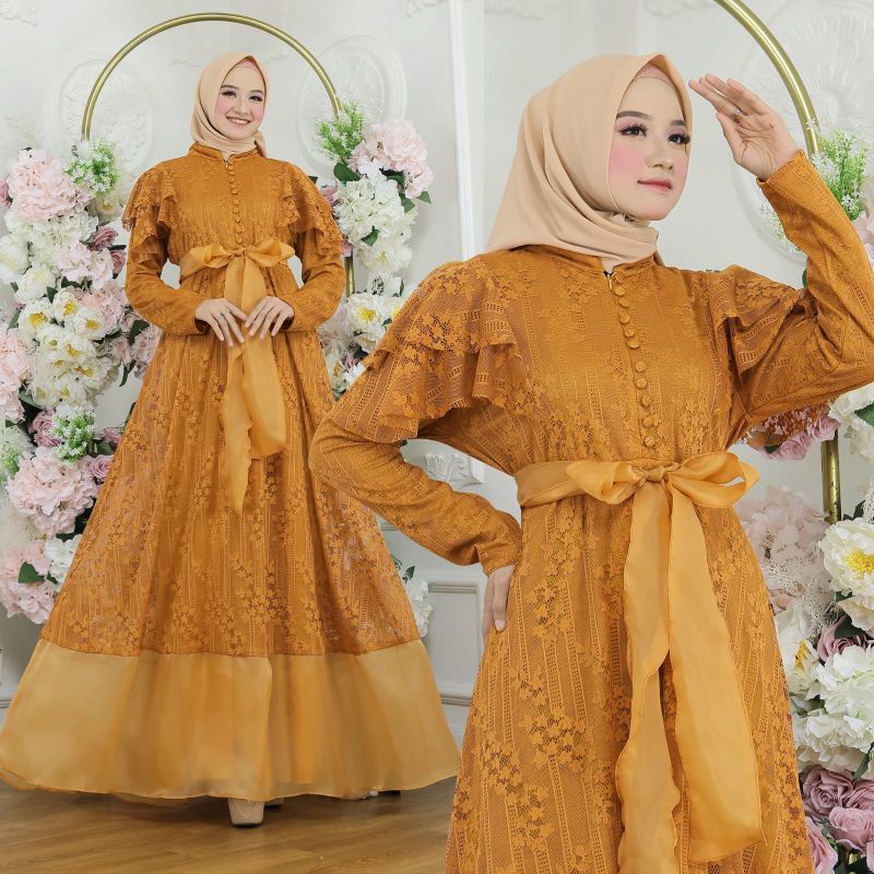 JoCa -Maxi Bianca / Maxi Dress/ Dress Brukat / Busana Muslim / Dress Pesta