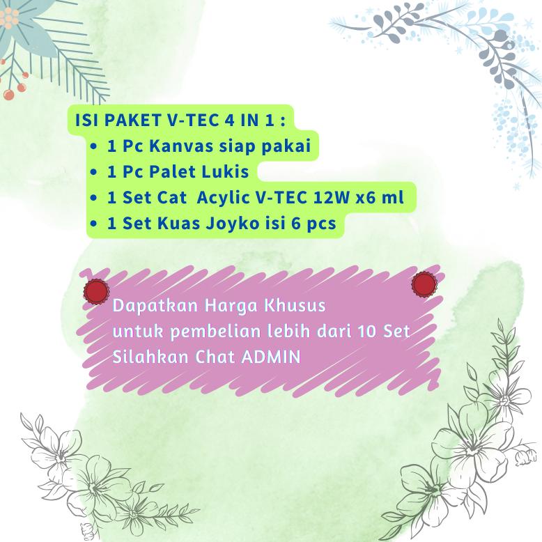 

Berkualitas! PAKET MELUKIS CAT ACRYLIC V-TEC 4 IN 1