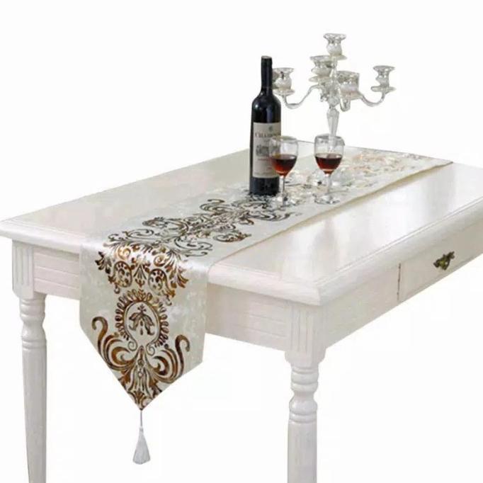Table Runner Panjang - Bed Runner Bludru Suede Mewah 250 Cm - Abu Abu