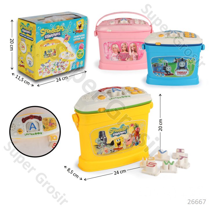 Mainan Anak Mainan Edukasi Angka & Huruf B/O Suara Musik Lampu Letter Box Computer