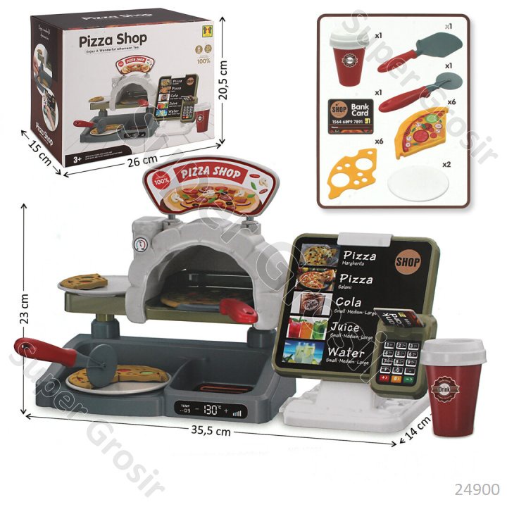 Mainan Anak Toko Makanan Pizza + Daftar Menu + Mesin EDC B/O Suara Pizza Shop