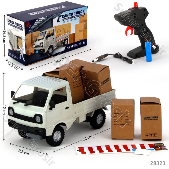 Mainan Anak Mainan Mobil Remote Control_R/C Truk Pick Up Charge Lampu Cargo Truck Carry Truck Box