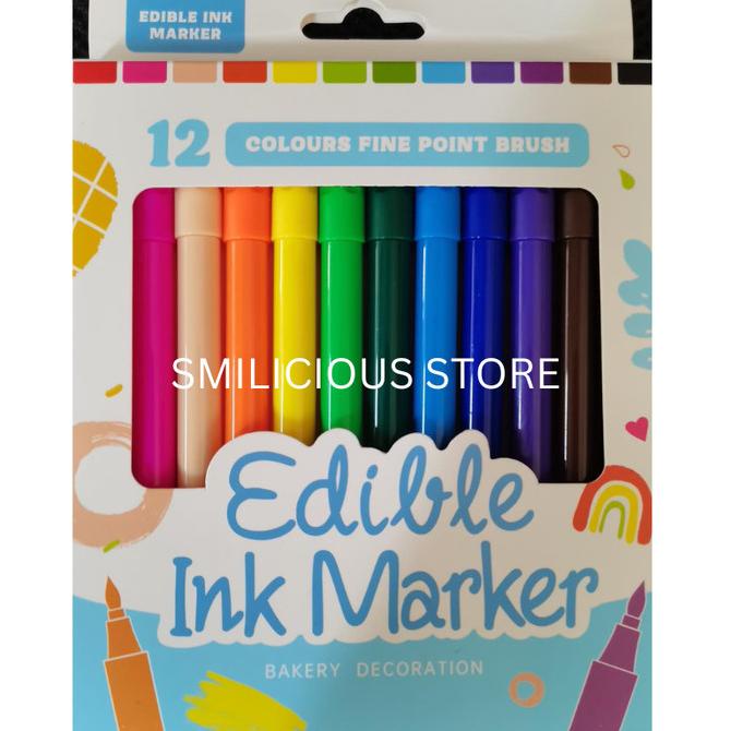 

Baru Spidol Bento Spidol Dekorasi Kue 1 set isi 12 warna Edible Food Pen
