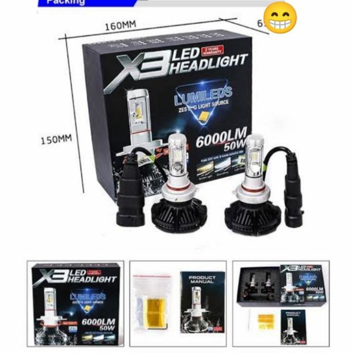 Lampu Depan Mobil BRV LED X3 H11 H4 Universal