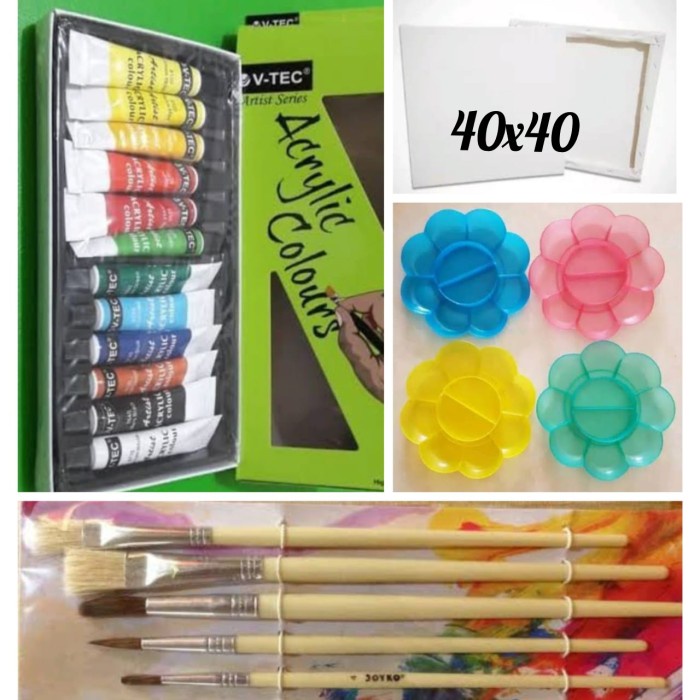 

Paket Kanvas/Canvas Lukis 40X40(Canvas.Cat Akrilik.Palet.Kus)