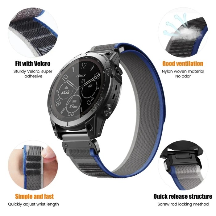 

Strap Kanvas Nylon For Garmin Fenix 5X / 6X / 7X - Tali Jam Quick Fit
