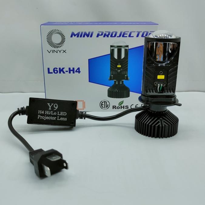 Mini Projector Lens Led H4 L6K High Low Lampu Depan Motor Mobil