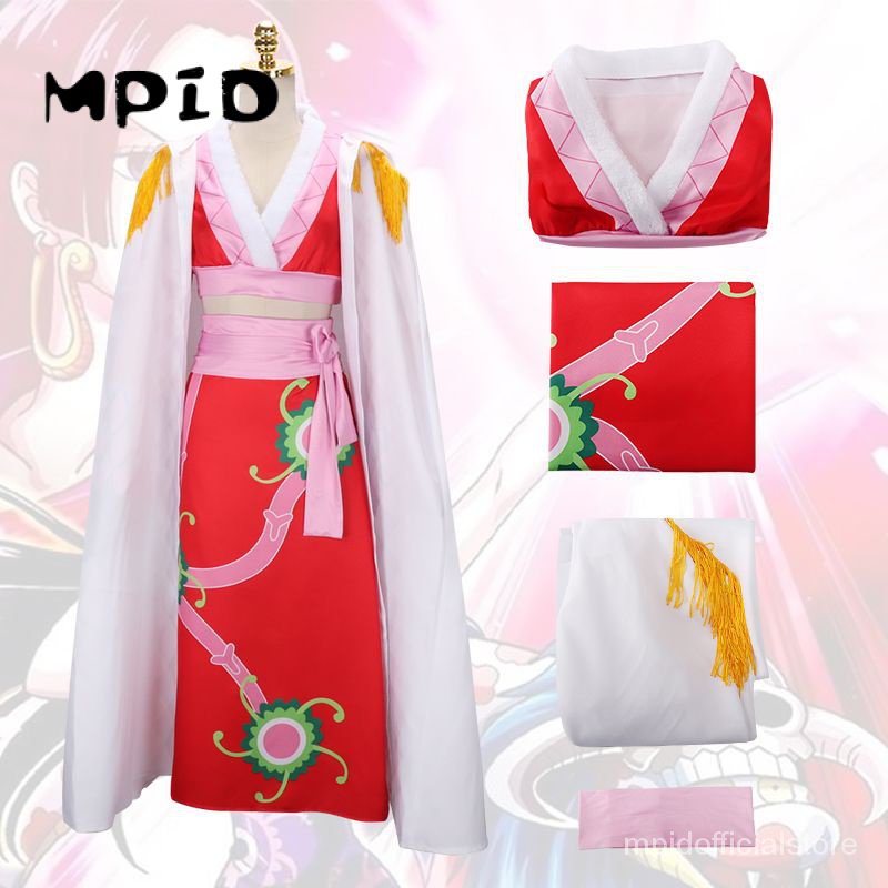 【MPID】ONE PIECE Cosplay Boa Hancock Kostum Wanita Gaun Jubah Hancock Costume Dress Wig Shoes