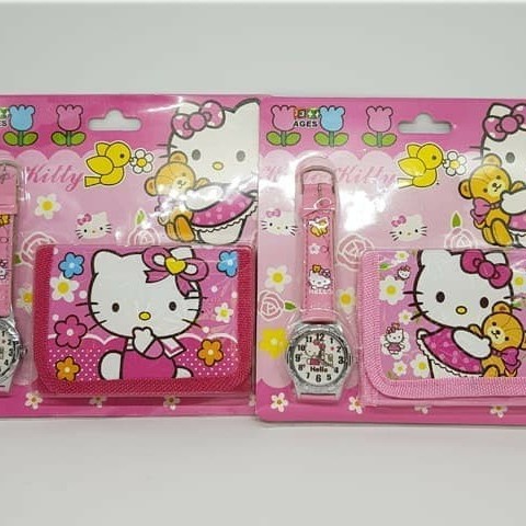Jam Tangan+Dompet Anak Hello Kitty/ Jam Tangan Anak-Anak Hello Kitty