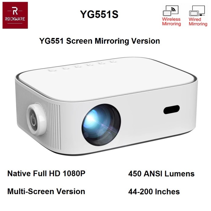 YG551S - 1080P PROJECTOR AIRPLAY 450 ANSI LUMENS - BYINTEK K45 WIFI
