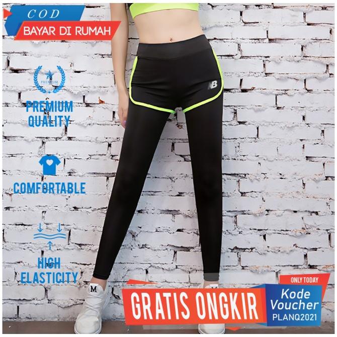 Legging Sport Wanita Celana Leging Olahraga Senam Model Rok 2in1 Jumbo