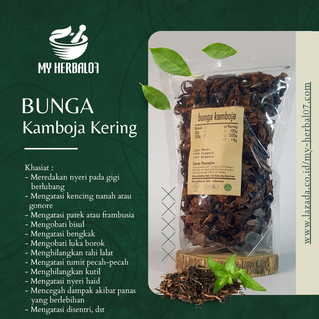 Herbal Kesehatan Bunga Kamboja Kering / Plumeria 250 Gram