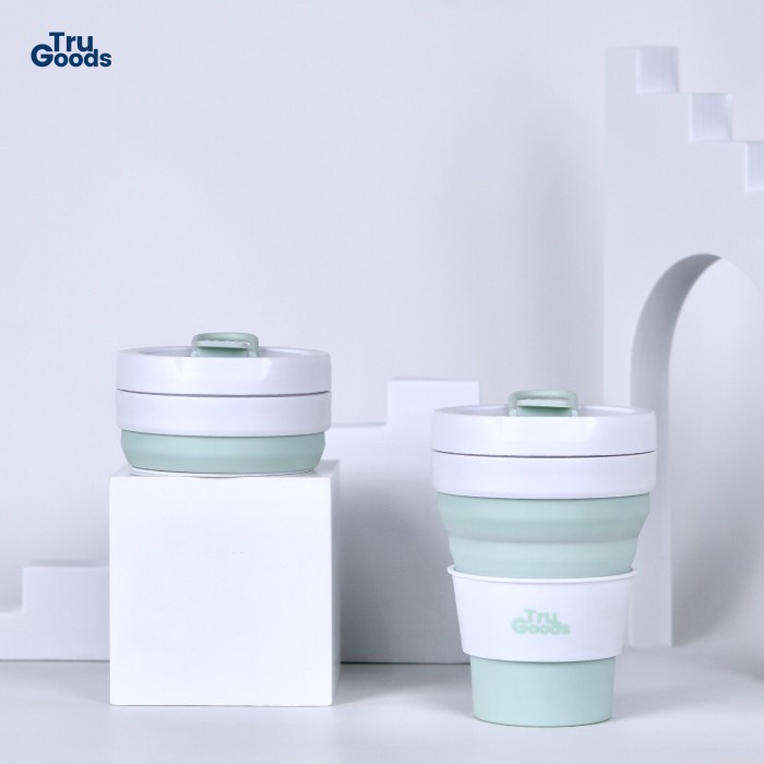 FOLDABLE CUP PREMIUM TRU GOODS / GELAS KOPI LIPAT 475 ML - MINT