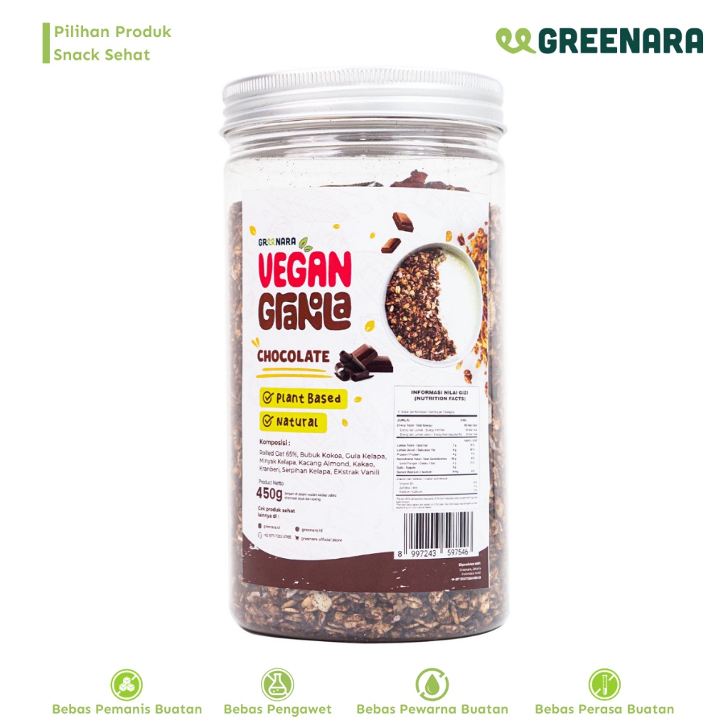 

Vegan Granola Choco 450Gr / Granola Coklat