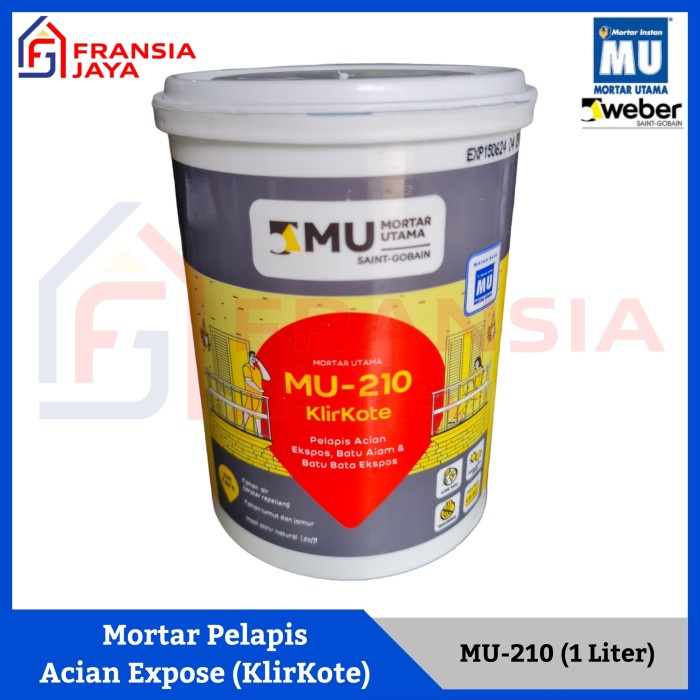 Terbaru Mu-210 Mu210 Klirkote Pelapis Coating Batu Alam 1 Liter Mortar Utama Promo Terlaris