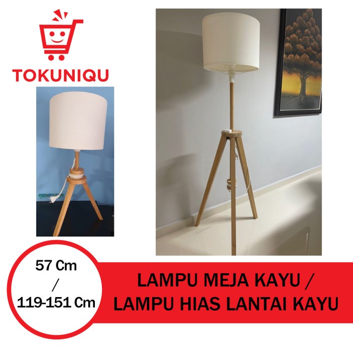 Promo Standing Lamp Tripot Floor Lamp Lampu Lantai Minimalis Full Kayu