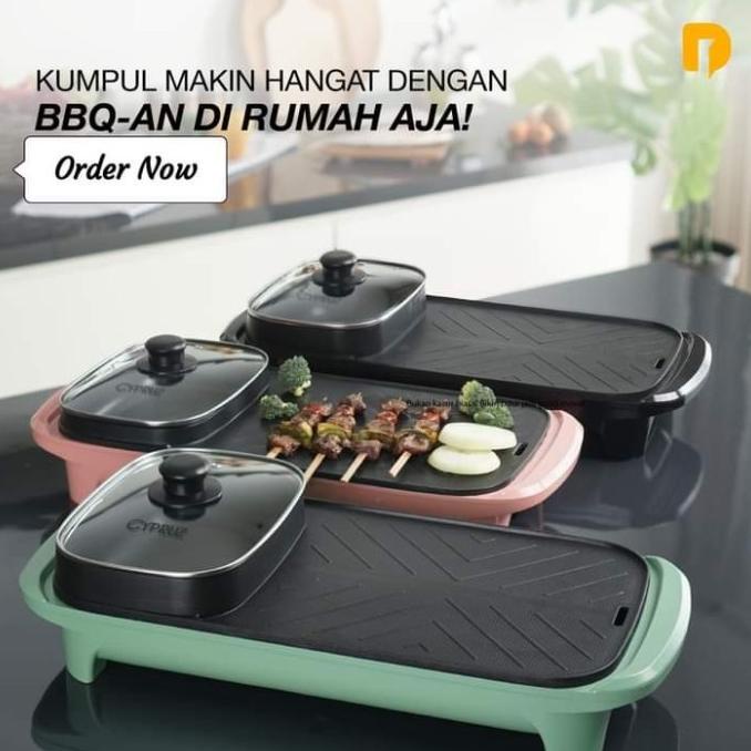 Cypruz BBQ Electric Hot Pot Shabu Suki Grill hotpot elektrik 2 in 1
