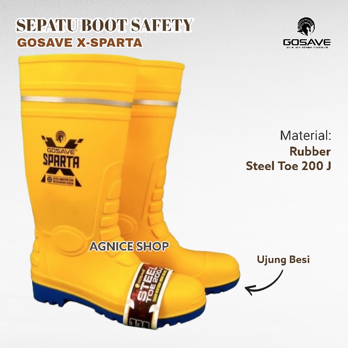 Sepatu Boot Safety X-Sparta Gosave Ujung Besi dan Midsole Steel Plate