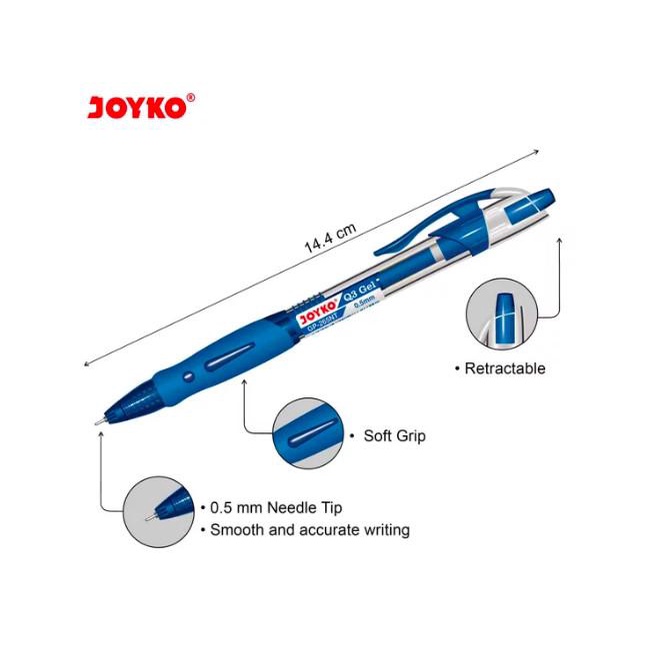 

Pulpen Joyko Q3 BIRU Needle Tip 0.5 mm GP-265NT Gel Pen Pena ATK1247JY