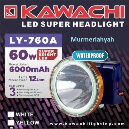 Promo Headlamp Kawachi 60W Ly-760A Senter Kepala 60 Watt Waterproof Putih