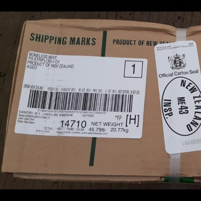 

Kuyyy New Zealand Prime Steer Sirloin Aged Beef Steak / Nz Striploin Lovloa