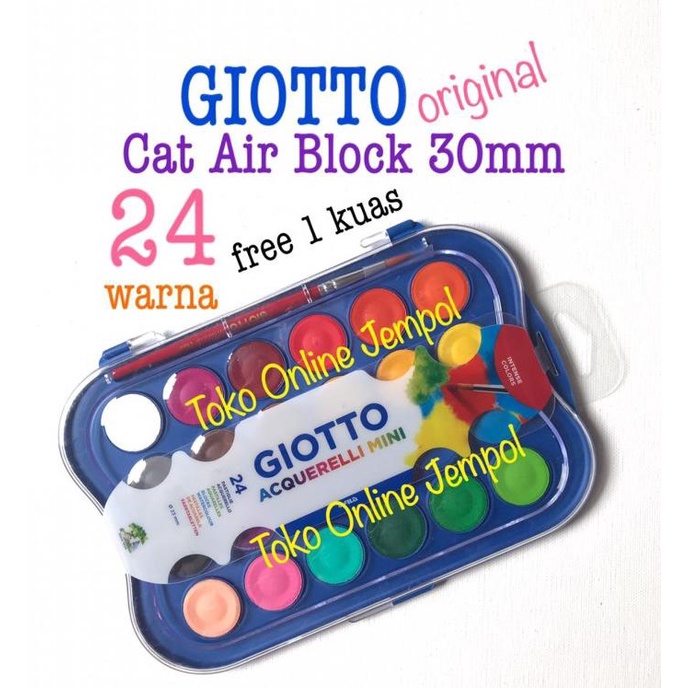 

30mm 24 warna Cat Air Block Watercolour GIOTTO 967726 cake ATK0627GT