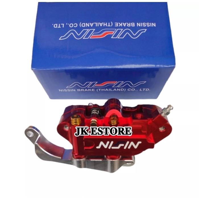 Kaliper Monoblok Nissin 4 Piston + Baut Kerucut 2Pcs + Breket Pcx Best