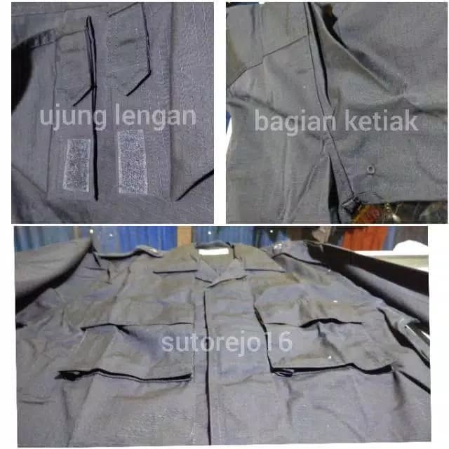 Set baju celana seragam pdl hitam brimob asli jatah polri / satpam