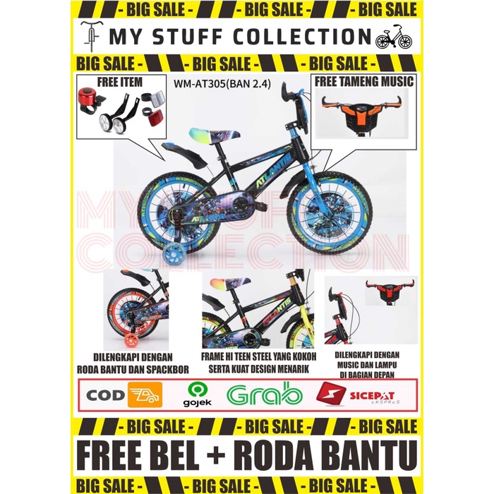 Promo Sepeda Bmx Anak Ukuran 12 Inch Cocok Untuk Usia 2 - 4 Tahun + Roda 4