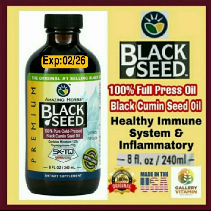 Black Seed, 100% Pure Cold-Pressed Black Cumin Seed Oil, Amazing Herb