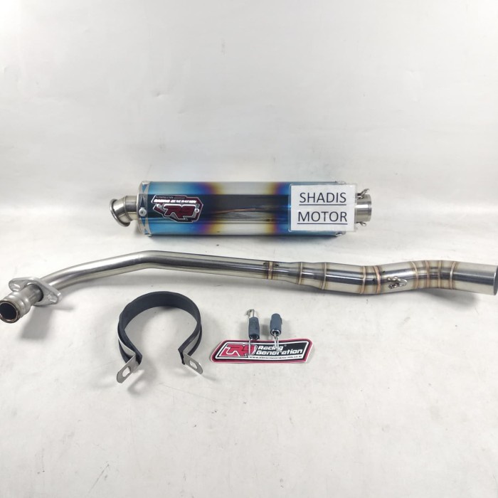 Knalpot Motor Merk R9 Tipe Mugello Stainless Steel Motor Jupiter Z New Best