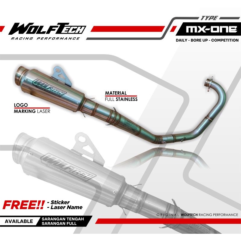 Knalpot MX King fullsystem type roadrace knalpot original Wolf Tech Racing