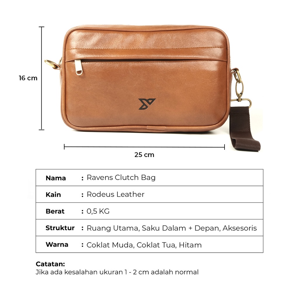 Tas Ravens Handbag / Kulit / Selempang Pria / Waistbag Multifungsi / Berani Jan Realpict