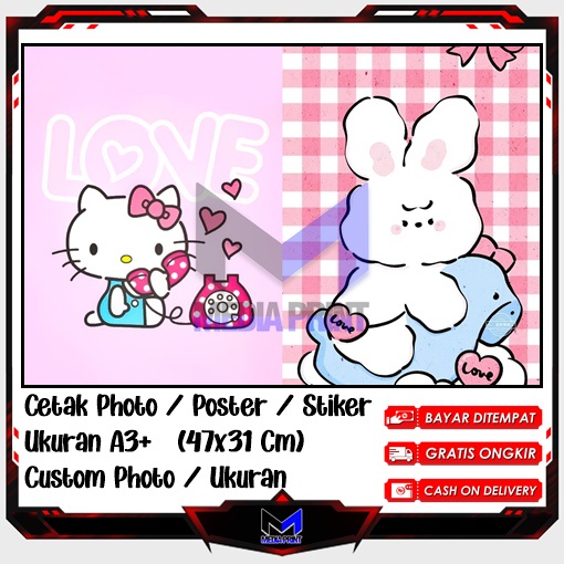 

Cetak Photo Poster Stiker Hello Kitu My Melody Kuromi Kucing lucu Helo Kity Hiasan dinding kartun anime Artpaper anak belajar Custom Ukuran A3+ A4 A5 A6 Edisi-34