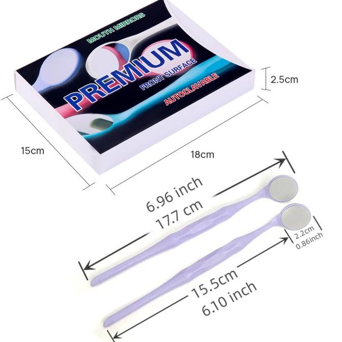10Pcx/Box Dental Kaca Mulut Dental Mirror Anti Fog 2 Sisi Kacamulut