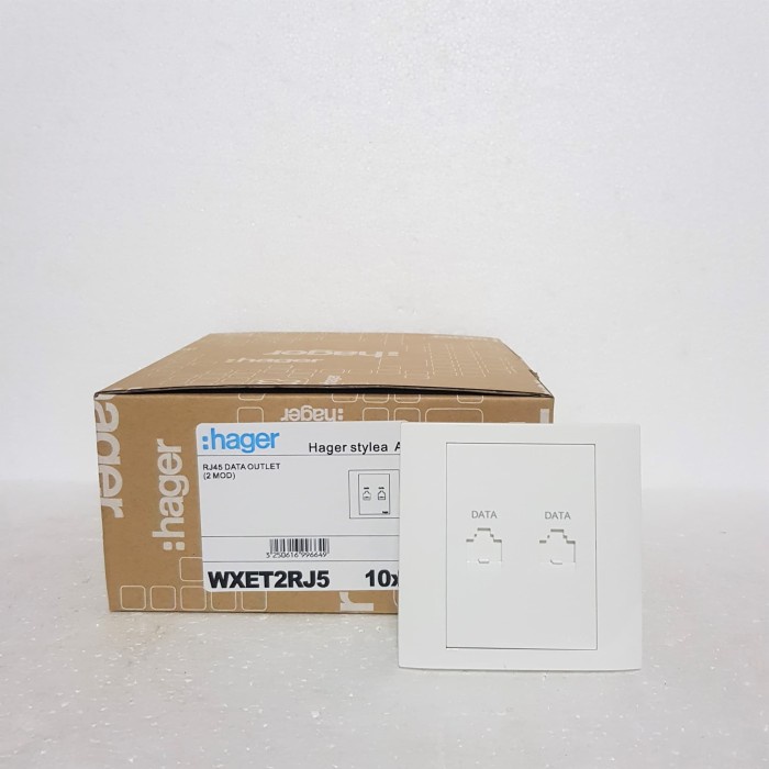 [Ori] Outlet Data Rj45 Cat5E Hager 2Module Wxet2Rj5 / Stopkontak Data 2 Gang Diskon