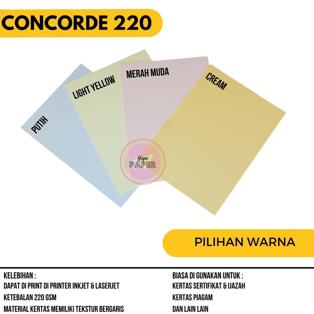 

Kekinian Kertas Concorde A4 220 gr isi 50 lembar / Concorde A4 220 gram / Kertas Sertifikat Piagam ,,