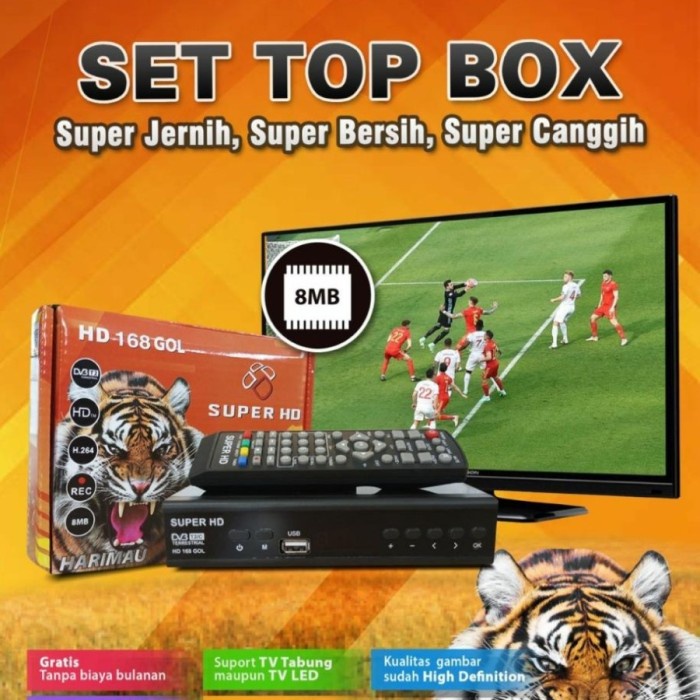 [Original] Set Top Box Tv Digital Receiver Super Hd 168 Gol K-Vision Harimau Terbatas